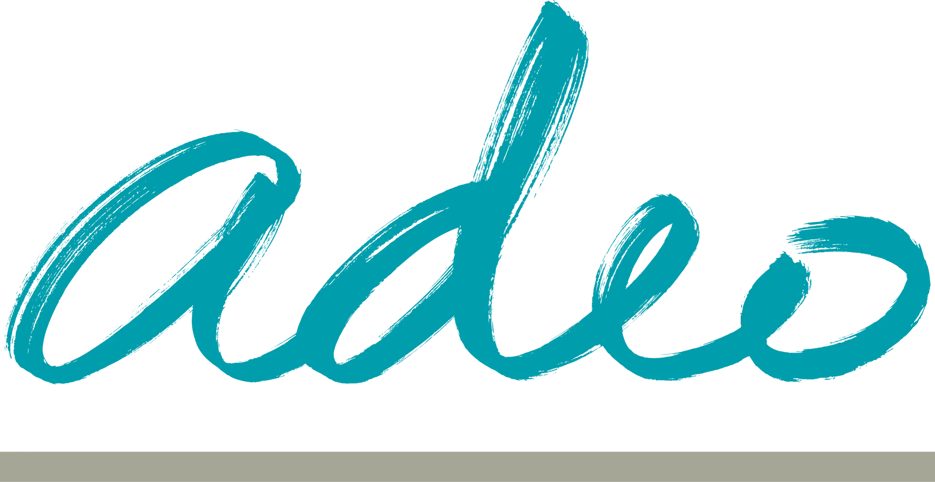 Logo d'Adeo avec le nom "Adeo" écrit en lettres cursives bleues, donnant une impression de mouvement et de dynamisme.